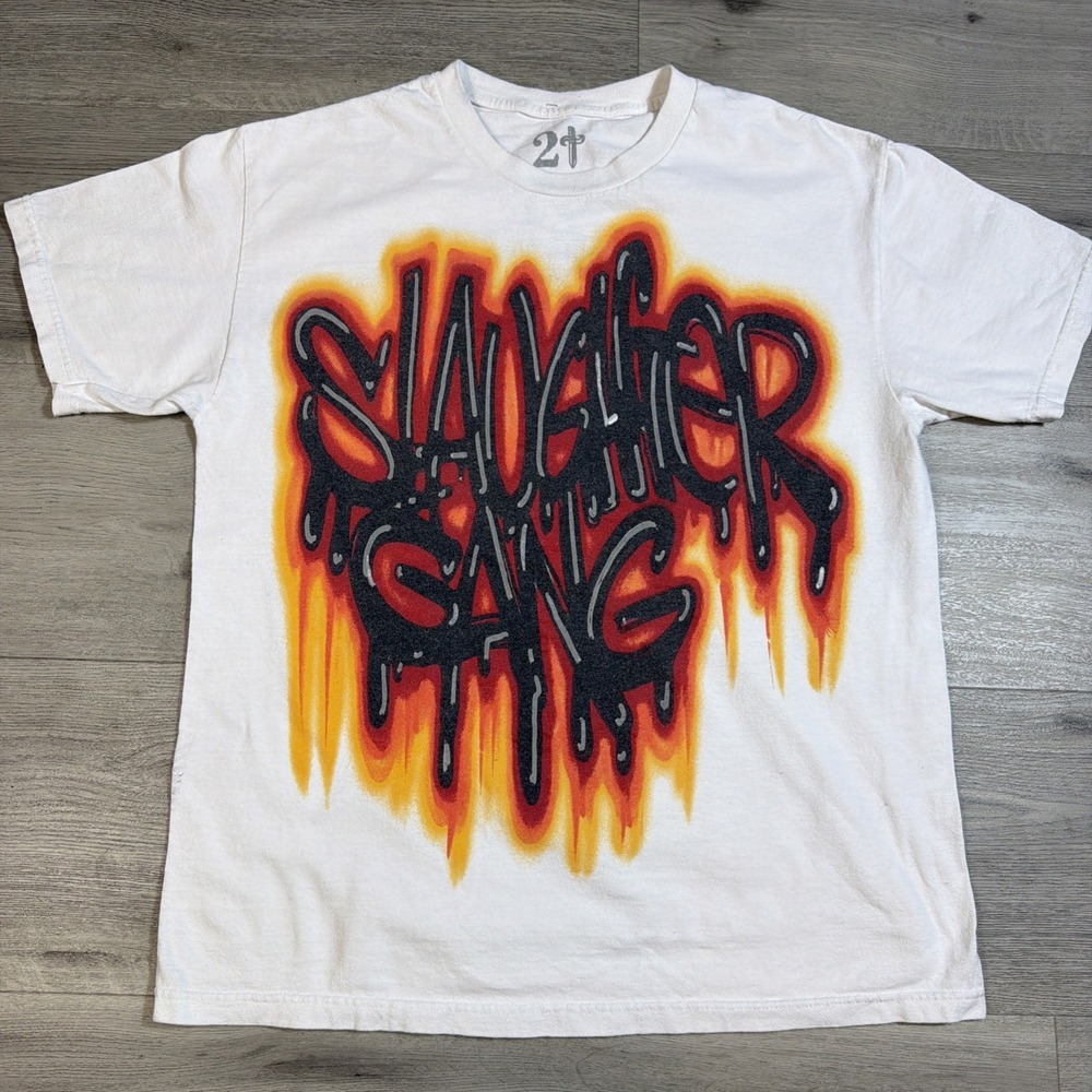 21 Savage Slaughter Gang It's All A‎ Blur Tour Tee Shirt Men's L White Graphic